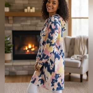Bobbie Brooks Women’s Hoodie Dress Small Loungewear Long Sleeve Tie Dye Soft